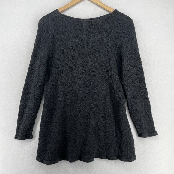 PURE JILL Top L Textured Crinkle Tunic100% Cotton Jersey Tunic Tee Gray - Picture 2 of 15